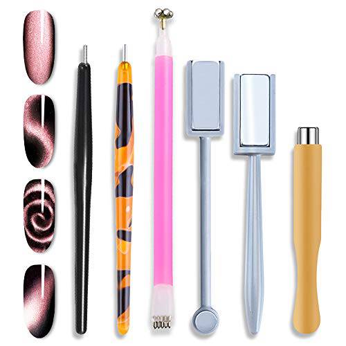 WOKOTO 6Pcs 3d Cat Eyes Magnetic UV Gel Nail Polish Pen Set Flower Ombre Design Double Head Magnet Stick Manicure DIY Tools
