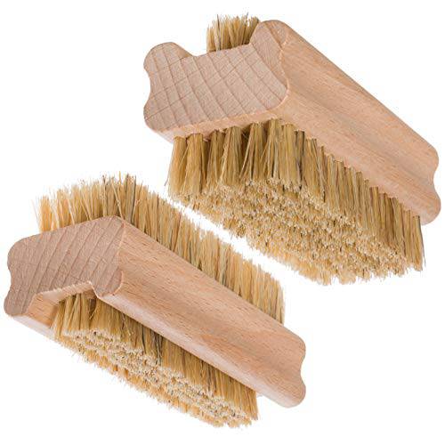 Redecker Natural Pig Bristle Nail Brush with Untreated Beechwood Handle, Set of 2, 3-3/4-Inches