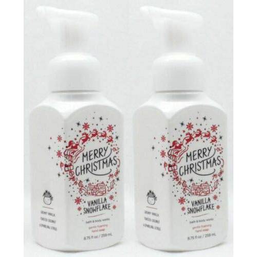 Bath and Body Works 2 Pack Vanilla Snowflakes Gentle Foaming Hand Soap 8.75 Oz.