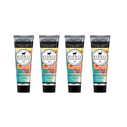 Dionis - Goat Milk Skincare Water Flowers & Sea Salt Scented Hand Cream (1 oz) - Set of 4 - Made in the USA - Cruelty-free and Paraben-free