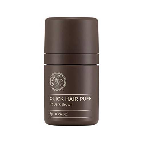 The Face Shop Quick Hair Puff | Empty Hair Line Covering | Hair Fibers for Thinning Hair | Dark Brown, 0.24 Fl Oz
