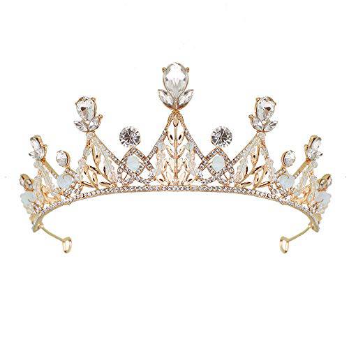 TOCESS Princess Crown and Tiara for Women Princess Gold Tiara Queen Costume Crystal Rhinestone Crown for Bride Bridal Girl Ladies Wedding Prom Birthday Festival Party, Ideal Gift for Women (Gold)