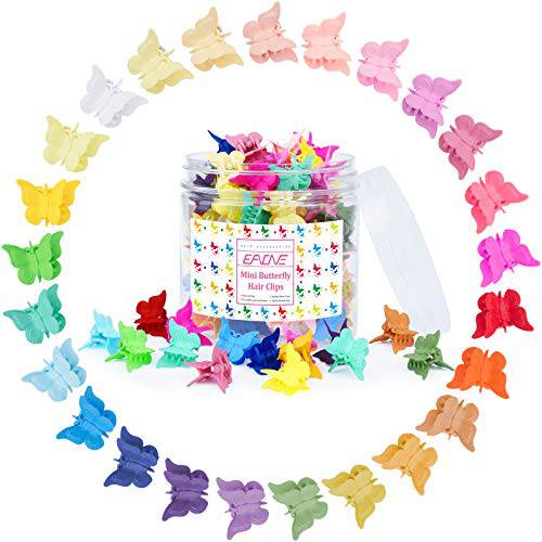 EAONE 100 Packs Butterfly Hair Clips Pastel Butterfly Clips Mini Cute Clips Hair Accessories for Hair 90s, Girls Women with Box Package, Matte Colors