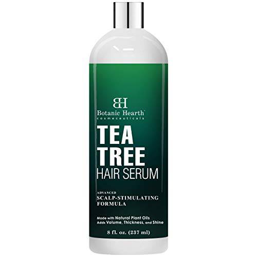 Botanic Hearth Tea Tree Hair Serum, Hair Growth Stimulating, Made with Natural Plant Oils - Adds Volume, Thickness and Shine - Nourishes & Hydrates Dry & Damaged Hair, for Men and Women - 8 fl oz