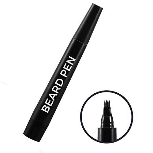 Beard Pencil Filler for Men - Easy to Apply, Waterproof Beard Filler - Beard, Mustache and Eyebrow Color and Shape Enhancer - Cover With Micro Fork Tips (Black)