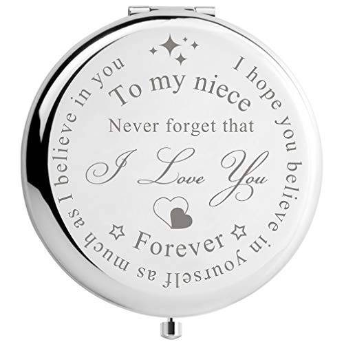 Peayale Niece Gifts from Aunt Uncle Travel Mirror, Birthday Gift Ideas, Niece Graduation Gifts(I Love You Niece)