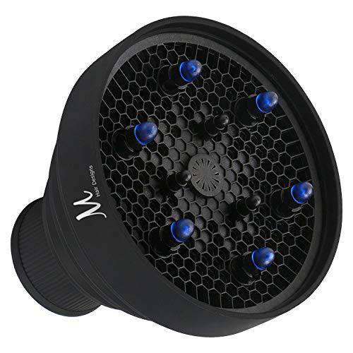 M Hair Designs Collapsible Silicone Diffuser for Hair Dryer Nozzle 1.6-1.8 inch Diameter | Hair Dryer Attachment for Curly and Wavy Hair (Black)