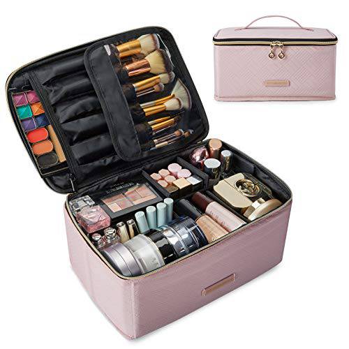 LIGHT FLIGHT Cosmetic Bag, Makeup Bag Travel Makeup Cosmetic Case Organizer with Adjustable Dividers for Cosmetics Makeup Brushes (Medium, Black)