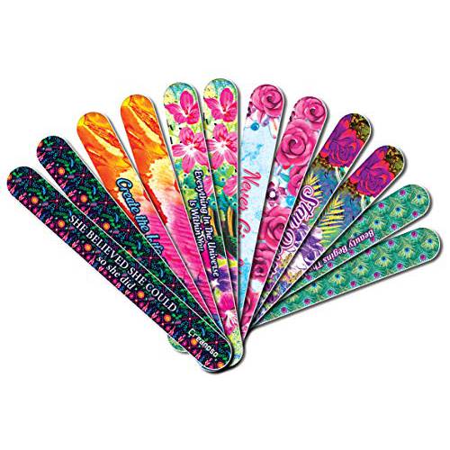 Creanoso Alice in Wonderland Nail Files Emery Board 24-Pack (150/150 Grit) - Nail Buffering Files - for Manicure Pedicure