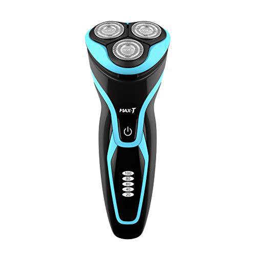 Electric Razor, MAX-T Corded and Cordless Rotary Shaver for Men with Pop Up Trimmer,IPX7 100% Waterproof Wet Dry with Wall Adapter, Blue