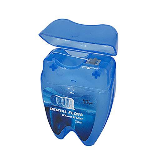 50 Meter Tooth Shape Dental Floss Box Superfine Safety Flat Wire Mint Flavor Self-Cut (Pieces of 4）