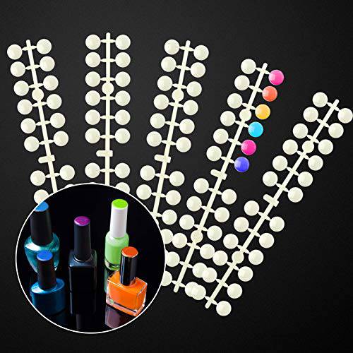 240 Pcs Round False Nail Display Tips- Natural Color Nail Art Display Chart Nail Art Color Display Tips Tool Nail Swatch Sticks with Adhesive Sticker for Nail Polish Training Practicing Displaying