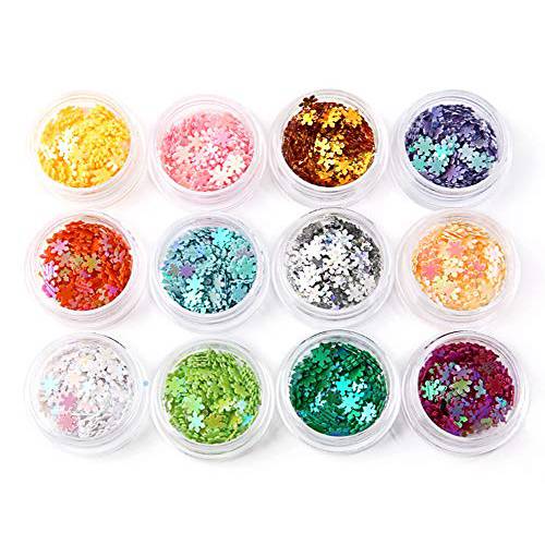 Minejin Nail Art Christmas Snowflake 3D DIY Sequins Glitter Manicure Decorations Decals Tips