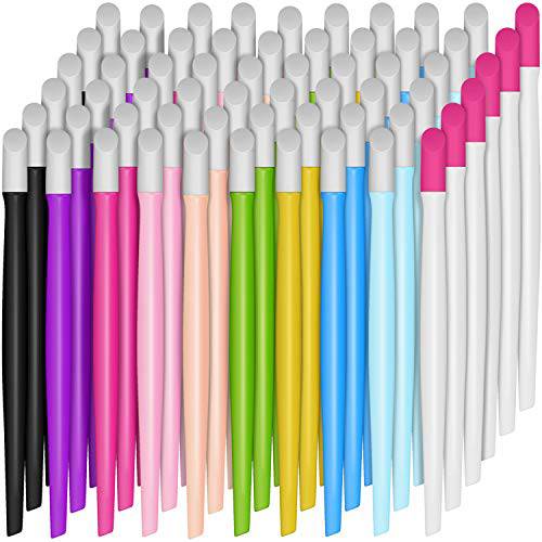 60 Pieces Plastic Handle Nail Cuticle Pusher Rubber Tipped Nail Cleaner Colored Nail Art Tool for Men and Women Christmas Valentine’s Day Giving (Assorted Colors)