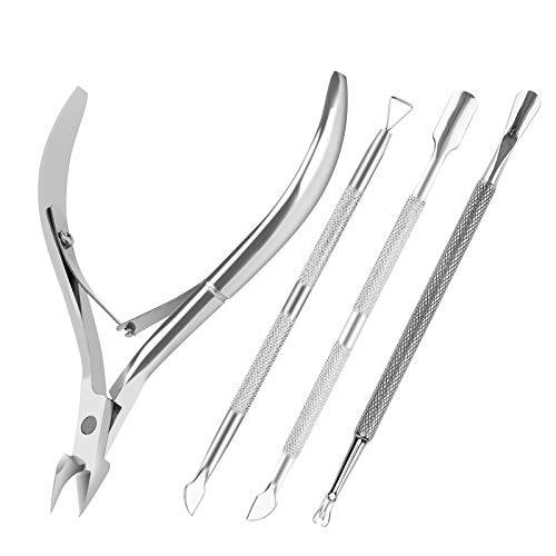 YLYL Metal Nail Cuticle Trimmer with Cuticle Pusher and Cutter, 2 Pcs Professional Cuticle Remover Tool Kit, Cuticle Cutter Set, Cuticle Nippers, Cuticle Clippers for Women, Manicure Pedicure Tool