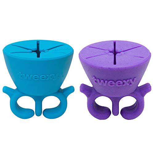 tweexy - 2 pack - Beach Glass Blue & Purple Wearable Nail Polish Holders