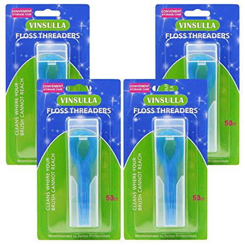 Floss Threaders for Braces, Bridges, and Implants 200 Count (Pack of 4)