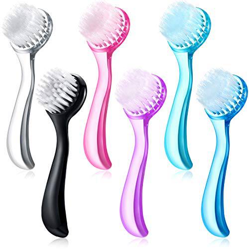 6 Pieces Facial Cleansing Brush Soft Bristle Facial Brush Scrub Exfoliating Facial Brush with Acrylic Handle, Face Wash Scrub Exfoliator Brush for Face Care Makeup Skincare Removal