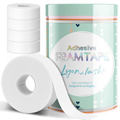 Lyon Lash Foam Tape (4 Rolls of 1 Inch)| Medical Elastic Eyelash Tapes for Eyelash Extensions | Eyelash Extension Supplies Under Eye Pads Lint Free Patches Hypoallergenic Latex Free 5.5 Yards