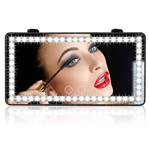 Car Vanity Mirror with 1700mha Rechargable Battery, Travel Mirror, Car Touch Screen LED Vanity Mirror,Touch Screen Make Up Mirror, automobile makeup mirror car sun visor mirror, 3 Light Mode Mirror