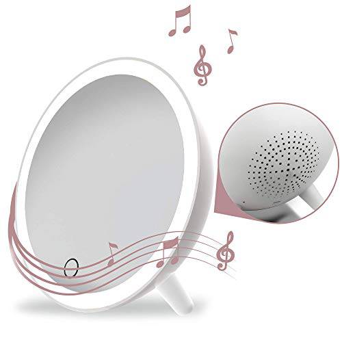 Aduro Vanity Mirror Makeup Mirror With Lights And Wireless Speaker, U-reflect Plus Audio Home Beauty LED Wireless Travel Smart Mirror, Compact Rechargeable