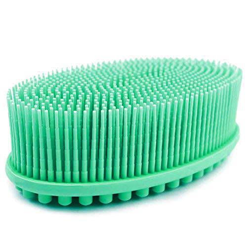 Avilana Exfoliating Silicone Body Scrubber Easy to Clean, Lathers Well, Long Lasting, And More Hygienic Than Traditional Loofah (Green)