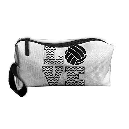 Love Volleyball Cosmetic Bag Coin Pouch, Womens Cute Pencil Case, Portable Handheld Girls Wallets Purse Makeup Brushes Storage Bag 1