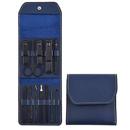 Valentine’s Day GiftManicure Set,Grooming Kit-Stainless Steel Nail Clippers Tools 12 in 1 Luxury Travel case- Pedicure and Nail Care Gifts for Men and Women(black)