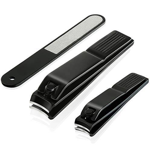 Nail Clipper Set, Fingernail and Toenail Clippers with Nail File, Nail Clippers For Thick Nails Fingernail Clippers Toe Nail Clippers Stainless Steel Nail Cutter 3PCS Nail Trimmer for Men and Women