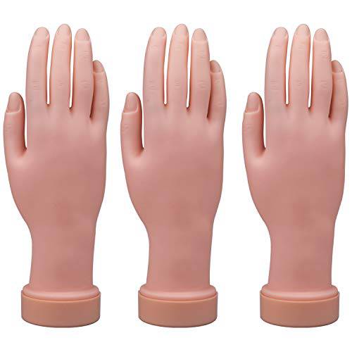 Hedume 3 Pack Practice Hand, Nail Trainning Practice Hand, Fake Hand for Nails Practice, Flexible Movable Fake Hand Manicure Practice Tool for Nail Art Training