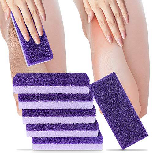 2 in 1 Pumice Stone for Feet,6 Pack Foot Scrubber & Callus Remover, Stone Scrubber for Hard Skin,Foot Pumice,Dead Skin Remover for Feet, Heels, Hands and Body (Purple)
