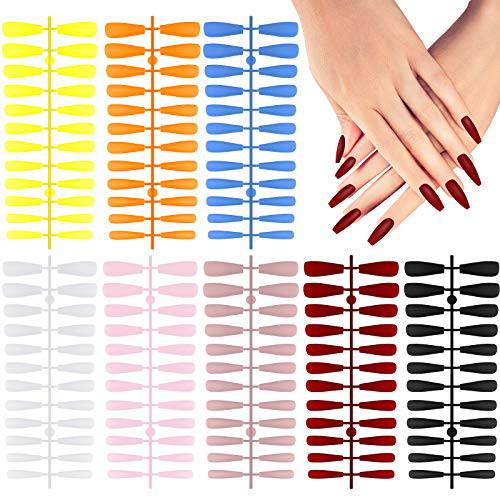 184 Pieces Ballerina Long Coffin Matte Fake Nails Solid Color Artificial Nails Full Cover False Nails Press on Nail for Women and Girls, 8 Colors (Stylish Colors)