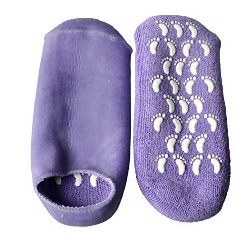 Xiaoyu Spa Gel Socks for Soften Cracked Skin Moisturising Feet Care Exfoliating Dry Heel Booties Pedicure - Purple