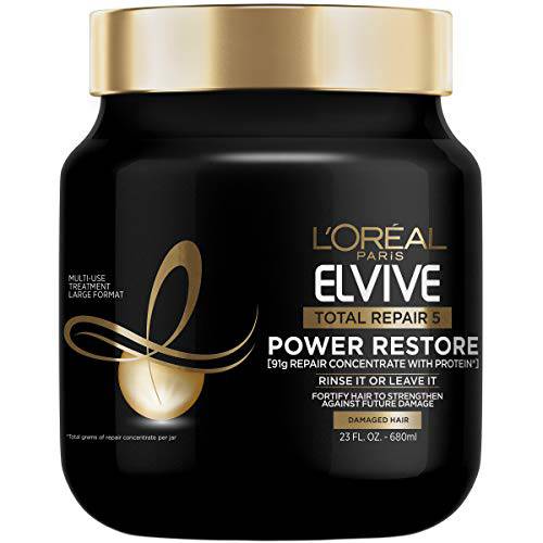 L’Oreal Paris Elvive Total Repair 5 Power Restore Multi Use Treatment with 91g of Repair Concentrate with Protein per Jar, 23 fl. oz.
