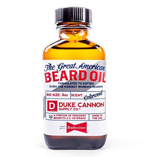 Duke Cannon Supply Co. Great American Beard Oil, 3oz - Made With Budweiser (Cedarwood Scent)