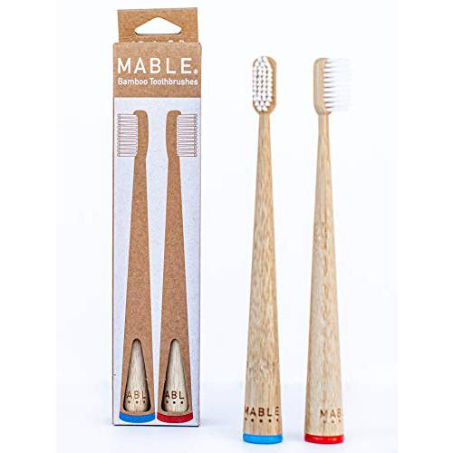 MABLE Bamboo Toothbrush Two Pack, Soft Bristle (Soft Bristle)