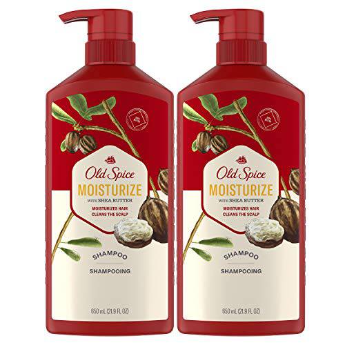 Old Spice Moisturize Shampoo for Men with Shea Butter, Vanilla, Twin Pack, 21.9 Oz Each