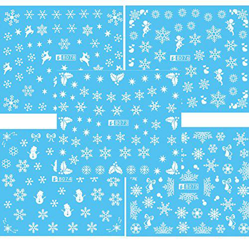 Frcolor 5pcs Snowflake Nail Decals Snowflakes Nail Art Decals Christmas Snowflake Nail Decals for Women Girls Nails Tattoos Decorations
