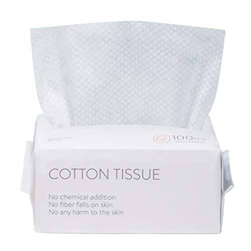 100PCS Large Disposable Face Towel, Facial Eye Nail Make up Removing Cotton Tissue, Multipurpose Cotton Towel Tissue for Skin Care, Reusable Cotton Pads, Wet & Dry Use