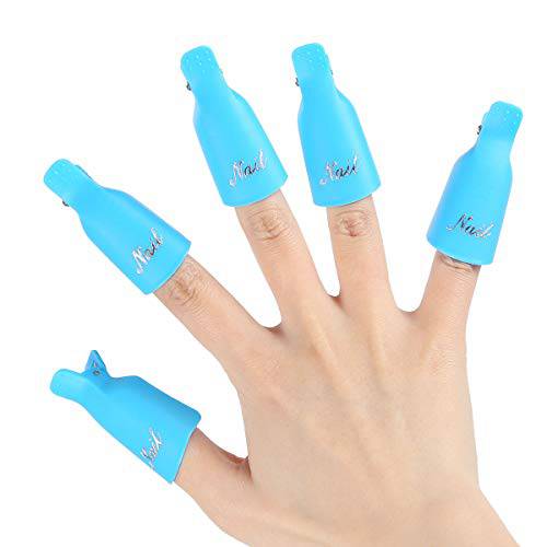 Dr.nail 10pcs Nail Polish Remover Clips Nail Art UV Gel Removal Cap Clip (Light blue)