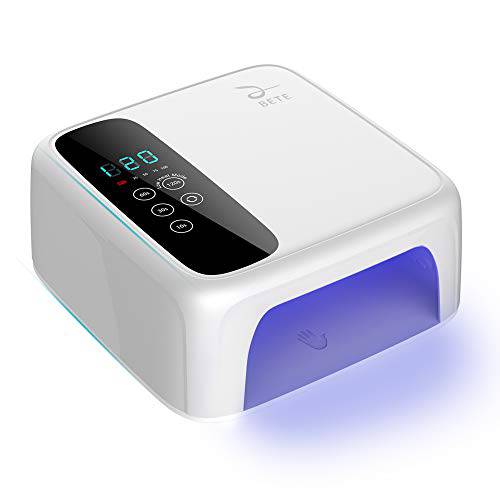 BETE Cordless Led Nail Lamp, Wireless Nail Dryer, 72W Rechargeable Led Nail Light, Portable Gel UV Led Nail Lamp with 4 Timer Setting Sensor and LCD Display, Professional Led Nail Lamp for Gel Polish