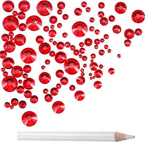 LPBeads 3456 Pieces Nail Crystals AB Nail Art Rhinestones Round Beads Flatback Glass Charms Gems Stones, 6 Sizes for Nails Decoration Makeup Clothes Shoes (Mix SS3 4 5 6 8 10, Red)