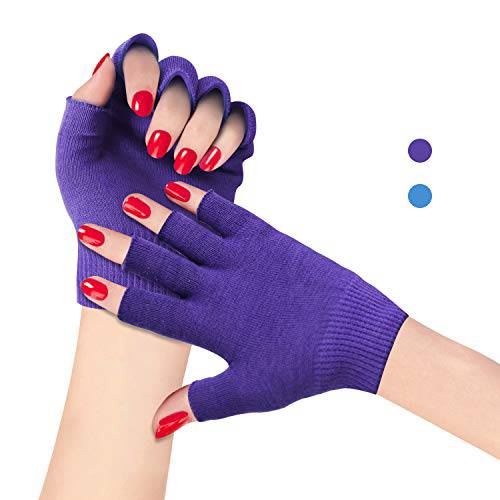(4PCS)Moisturizing Glovers,Gel Spa Glovers,Soft Moisturizing Gel Glovers,Gel Lining Infused with Essential Oils and Vitamins for Repairing and Softening Dry Cracked Hand Skins(Blue & Purple)