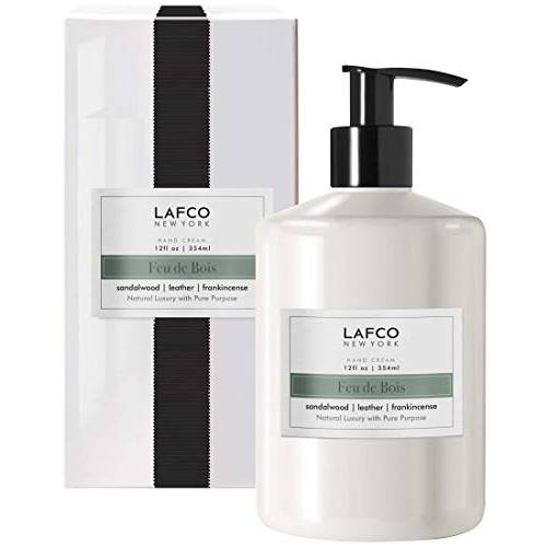 LAFCO New York – Body Care Hand Cream in the Scent Feu de Bois with Hints of Sandalwood, Leather Accord and Frankincense (12 oz.)