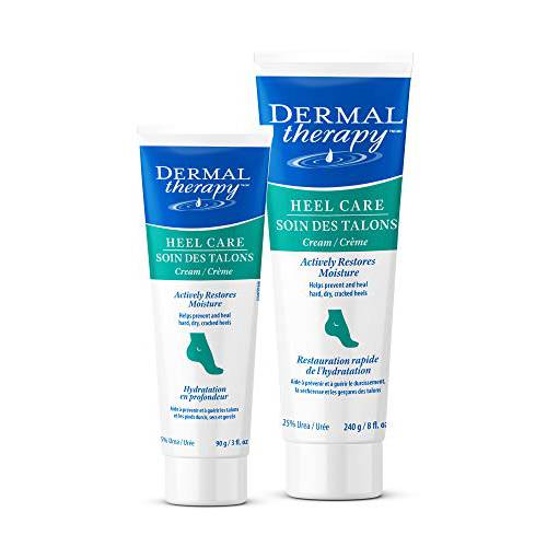 Dermal Therapy Heel Care Cream - Moisturizing Treatment that Repairs and Heals Dry, Rough, Cracked Heels and Feet | 25% Urea and 6% Alpha Hydroxy Acids (3oz+8oz Bundle)