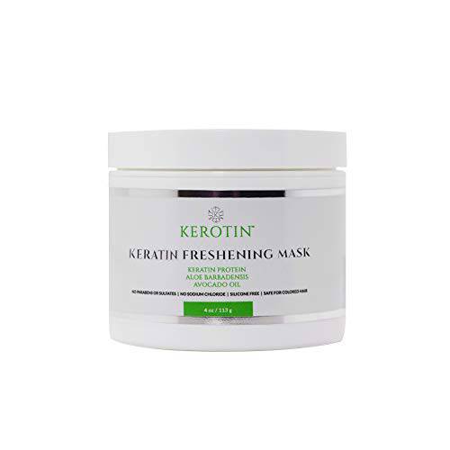 Keratin Freshening Hair Mask-Natural Keratin Freshening Repairing Treatment for Dry & Damaged Hair - Deep Conditioning with Argan Oil - Free of Silicone, Parabens and Sulfate - Curly Girl Method Approved Mask.