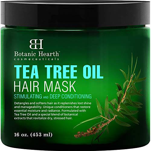Botanic Hearth Tea Tree Hair Mask & Deep Conditioner, Moisturizes & Protects Hair & Scalp - with Soy Protein, Vitamin E, Collagen, Keratin & Coconut Oil - 16 oz (Packaging May Vary)