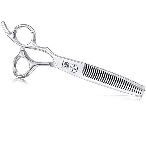 6 Inch Left-Handed Hair Thinning Scissors Seamless No Line Hair Blending Texturizing Cutting Shears for Barber, Salon, Men, and Women, 440C Japanese Stainless Steel, Cutting Ratio 25-30%