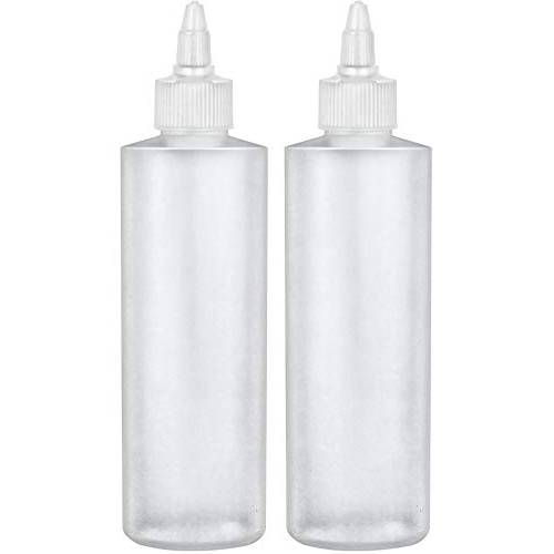 BRIGHTFROM Twist Top Applicator Bottles, Squeeze 8 OZ Empty Plastic Bottles, Refillable, Open/Close Nozzle - Hair Coloring/Multi Purpose (Pack of 2)