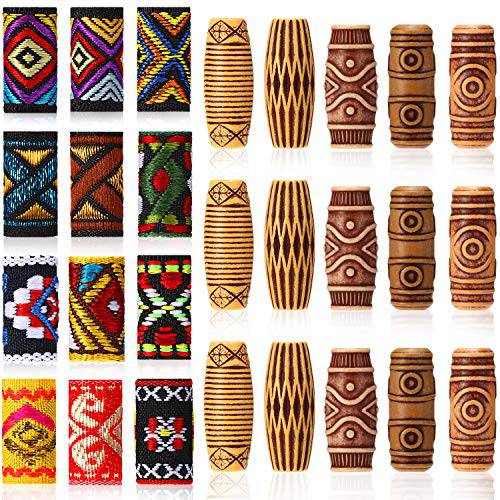 27 Pieces Hair Jewelry for Women Braids Hair Tube Beads and Fabric Dreadlock Beads DIY Mix Hair Braid Cuff Clip for Men Hip Hop Style()